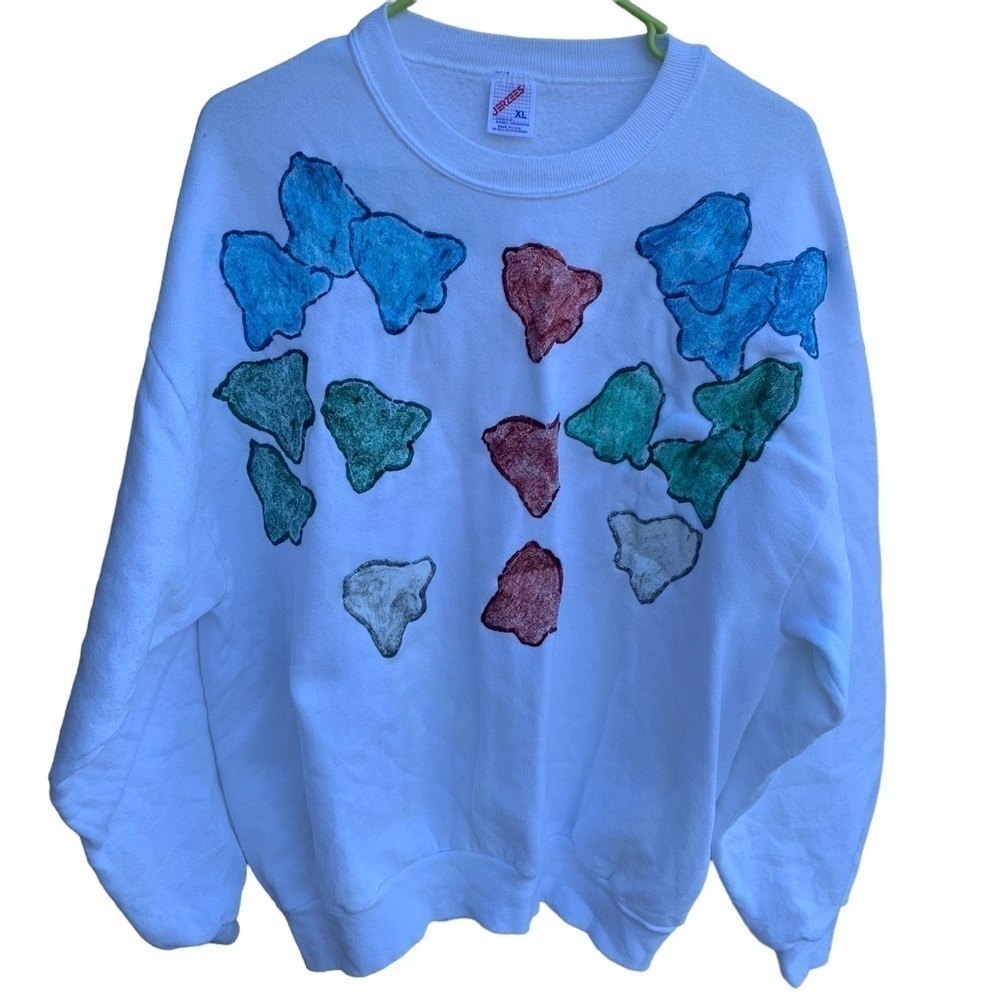 Vintage Crewneck Sweatshirt Puff Hand Painted Christmas Bells Extra Large